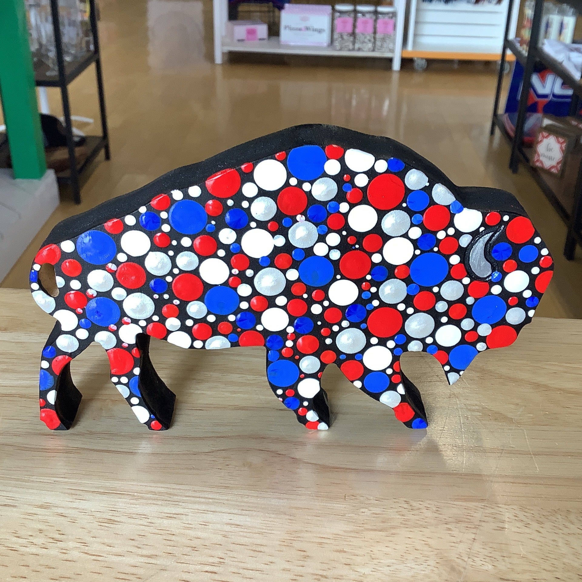 Red White And Blue Buffalo Shelf Sitter Totally Buffalo Store More Red white and blue buffalo shelf sitter totally buffalo store more