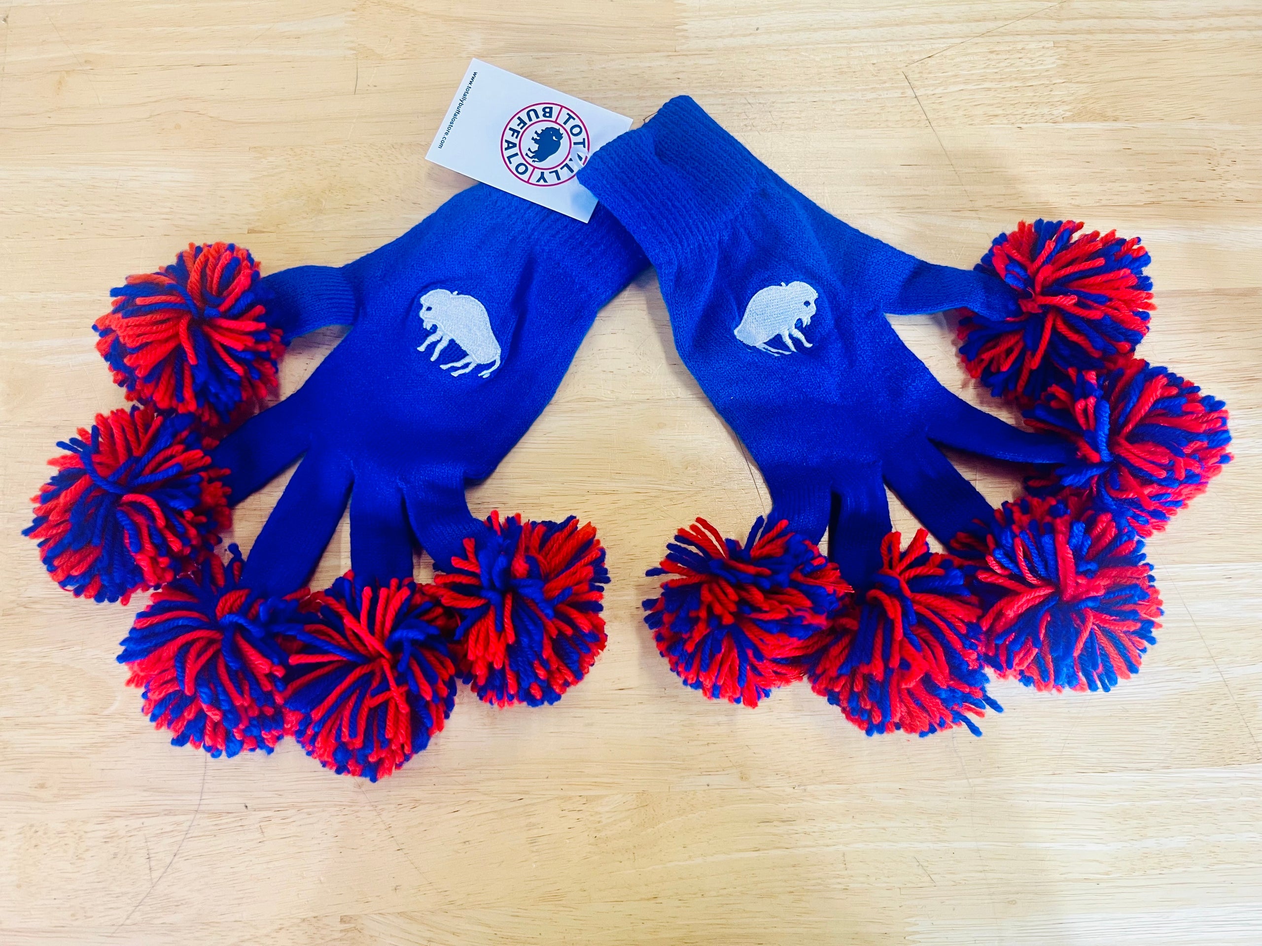 Red and Blue Pom Pom Gloves | Totally Buffalo Store &amp; More